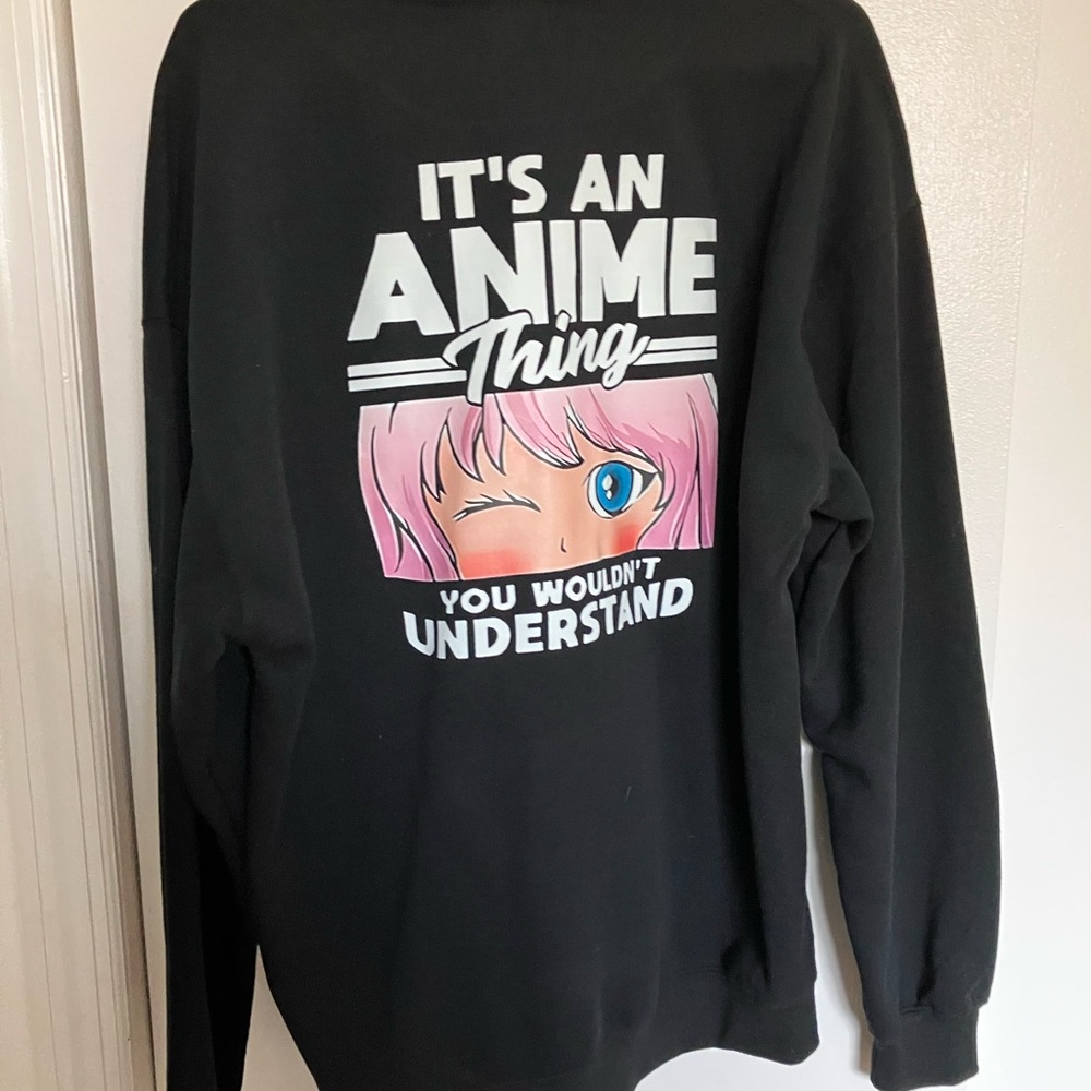 Black Anime Graphic Sweatshirt